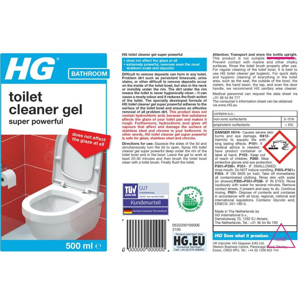 HG Toilet Cleaner Gel Super Powerful Effective Toilet Bowl Cleaner - 500ml