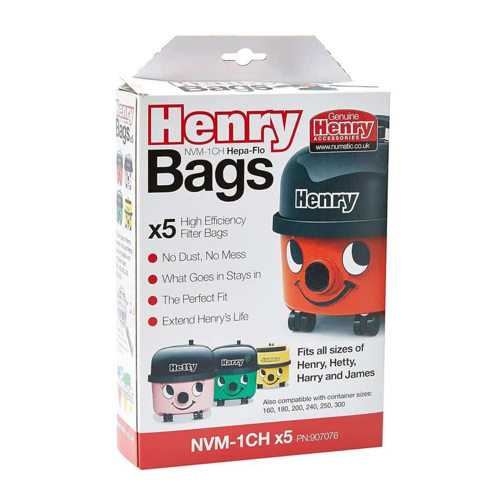 Numatic Henry NVM-1CH HepaFlo Vacuum Cleaner Filter Dust Bags 5 Pack Fit All Sizes Of Henry Hetty Harry And James - White Main image