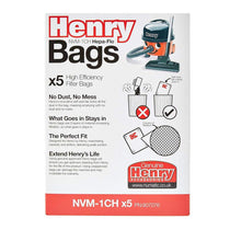 Numatic Henry NVM-1CH HepaFlo Vacuum Cleaner Filter Dust Bags 5 Pack Fit All Sizes Of Henry Hetty Harry And James - White - image 5