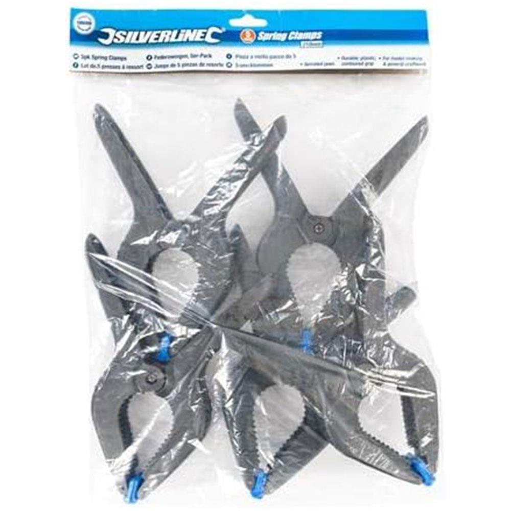 Silverline Spring Clamps 5 Pack Length 200mm/Jaw 100mm - Black