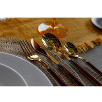 Mikasa Faux Tortoise Shell Gold Coloured Cutlery Set Spoons Teaspoons Forks Knives - 16 Piece