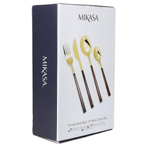 Mikasa Faux Tortoise Shell Gold Coloured Cutlery Set Spoons Teaspoons Forks Knives - 16 Piece