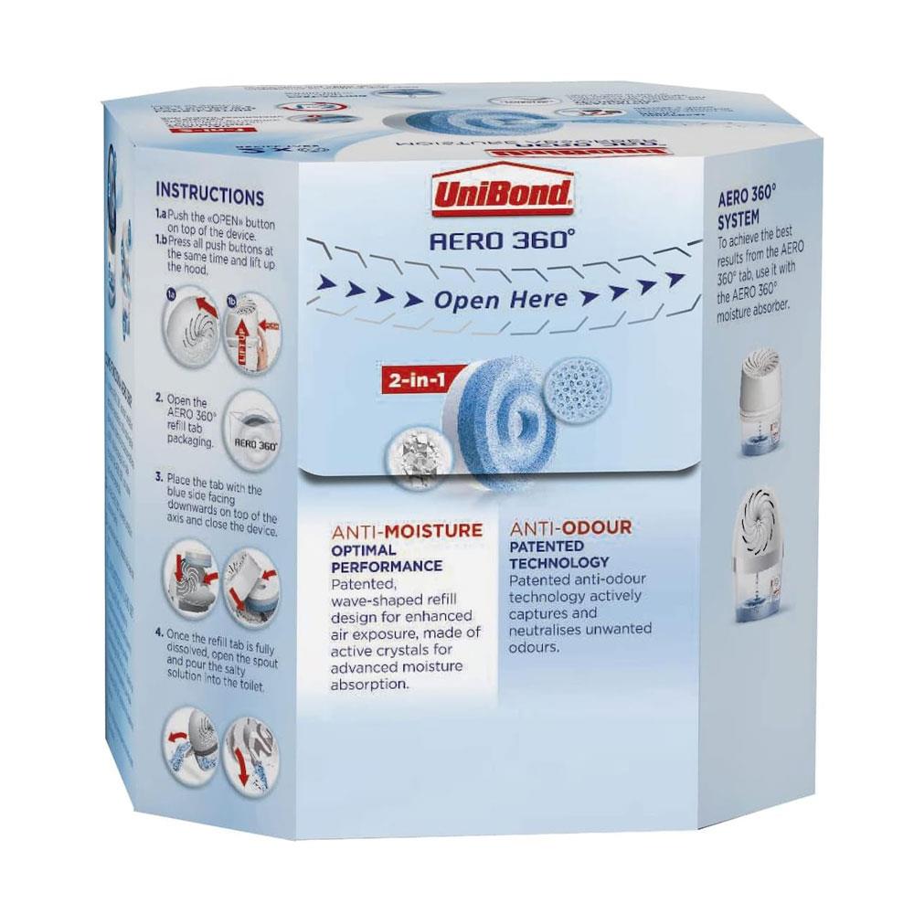 UniBond AERO 360 Moisture Absorber Refill Neutral 2-In-1 Anti-Moisture And Anti-Odour Refill Tab - 2 x 450g Main image