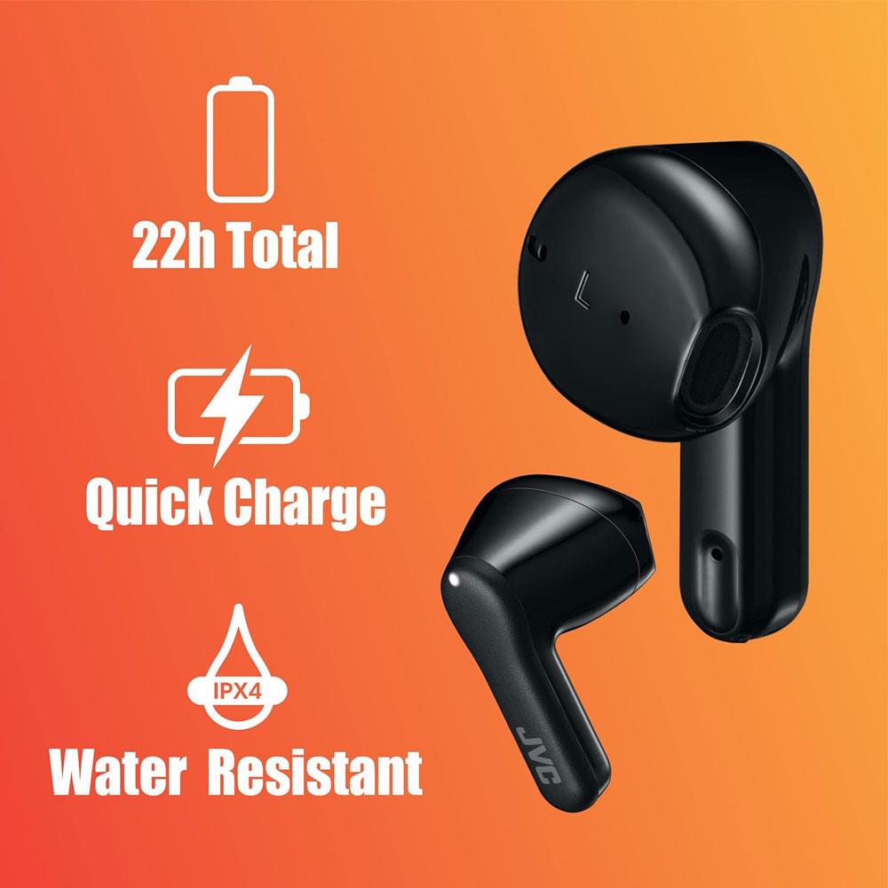 JVC True Wireless Bluetooth Earbuds With Charging Case - Black