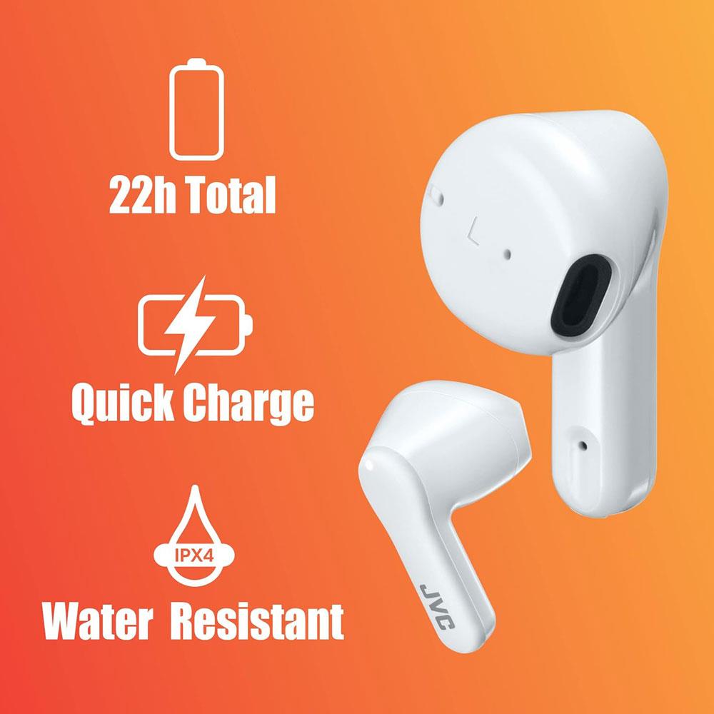 JVC True Wireless Bluetooth Earbuds With Charging Case - White