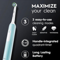 Oral-B Pro 1 600 Electric Toothbrushes With Pressure Sensor 1 Floss Action Toothbrush Head 1 Mode With 3D Cleaning - Blue