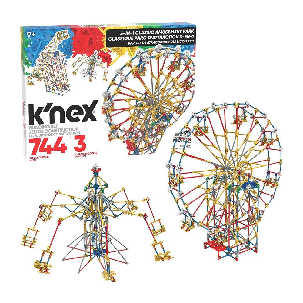 K'Nex Thrill Rides 3 In 1 Classic Amusement Park Building Set 744 Piece - Multicolour