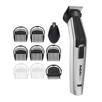 BaByliss Men 10-In-1 Titanium Multi Trimmer Face And Body Grooming Kit With Nose Trimmer Head - Silver/Black