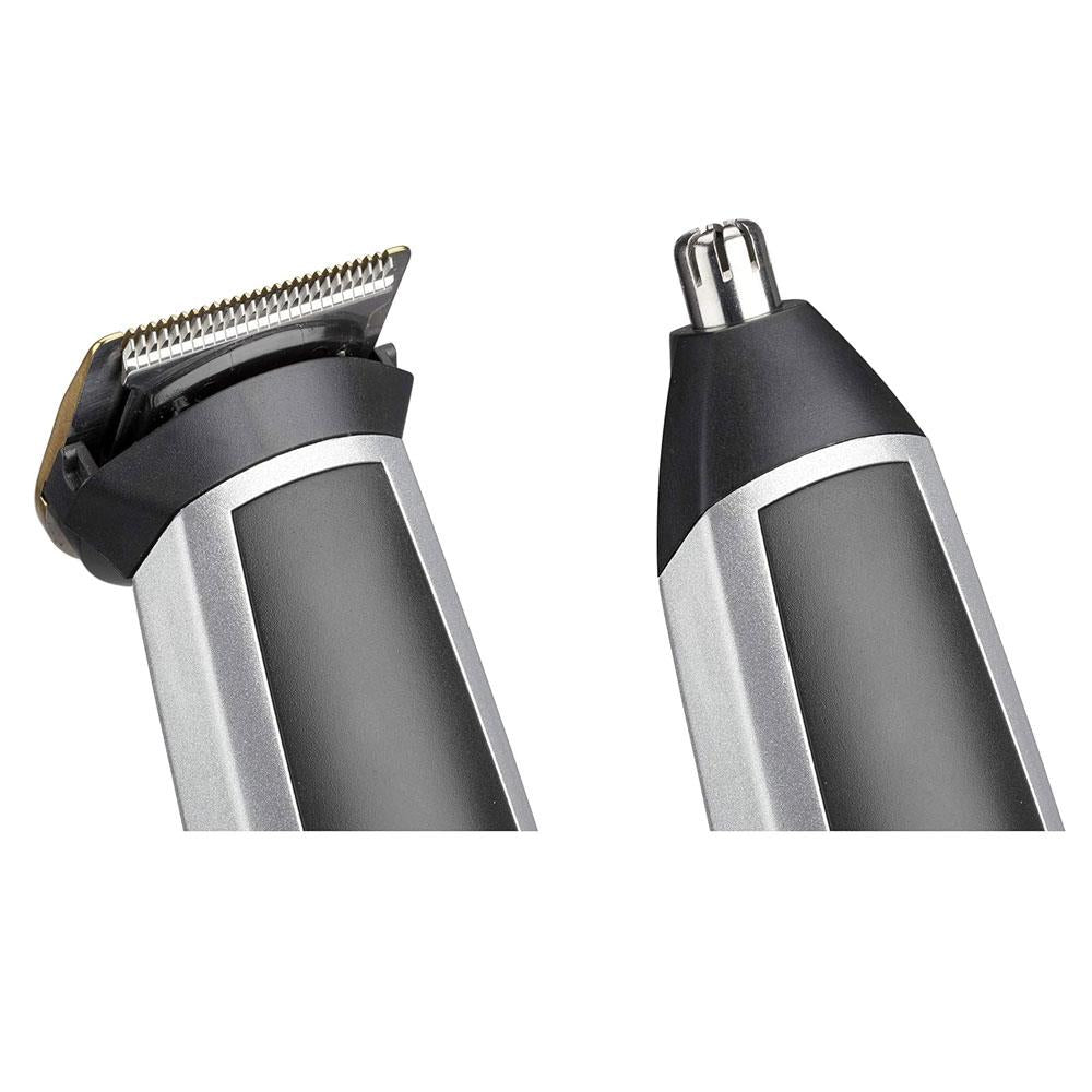 BaByliss Men 10-In-1 Titanium Multi Trimmer Face And Body Grooming Kit With Nose Trimmer Head - Silver/Black