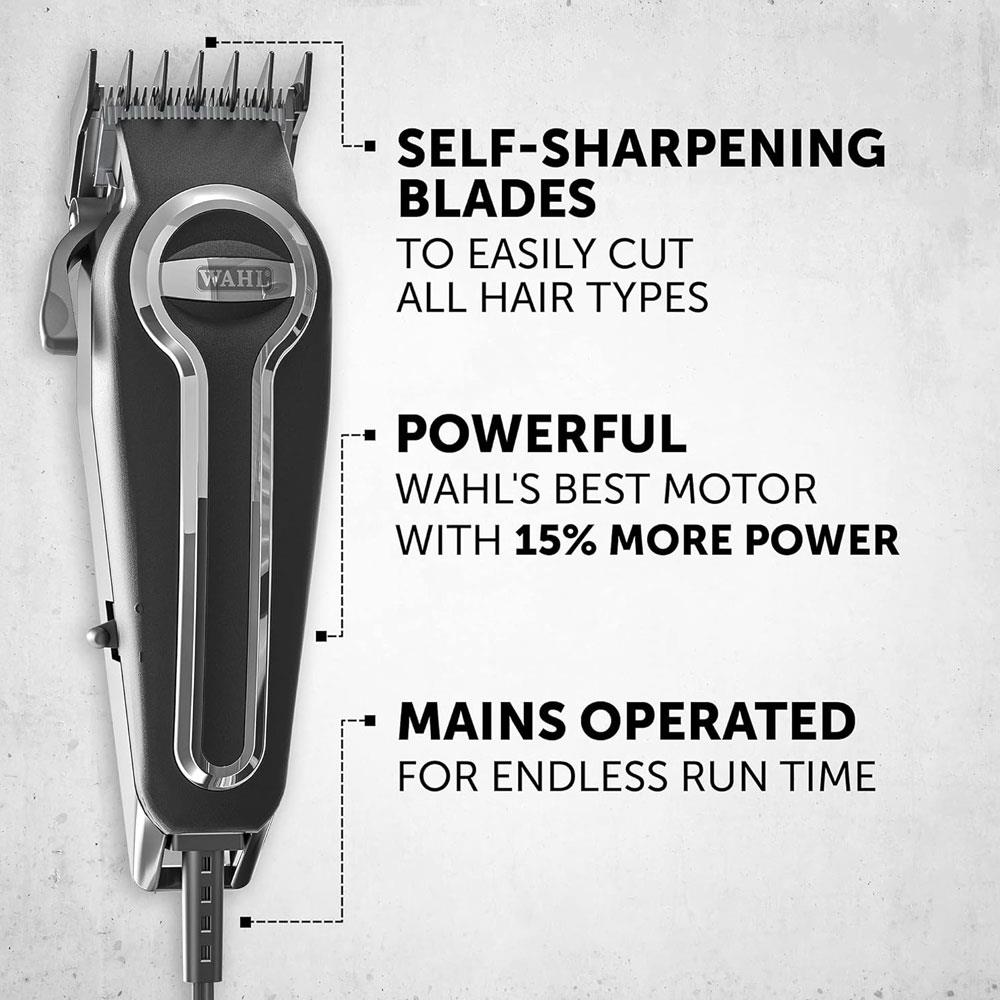 Wahl Elite Pro Hair Clipper Kit Home Hair Cutting 10 Premium Cutting Combs Attachments And Storage Case - Black/Silver