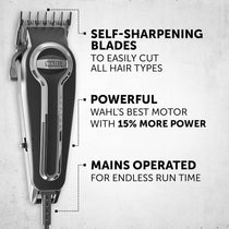 Wahl Elite Pro Hair Clipper Kit Home Hair Cutting 10 Premium Cutting Combs Attachments And Storage Case - Black/Silver