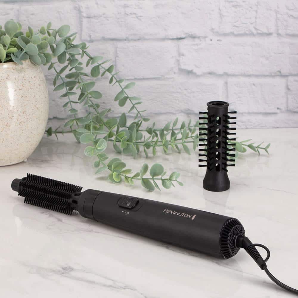 Remington Blow Dry And Style Caring Airstyler Hair Dryer Hot Brush Hair Curler 400W 2 Attachments - Black
