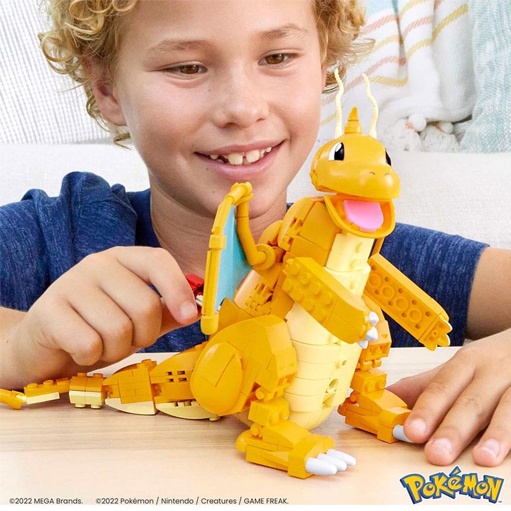 Mega Pokemon Dragonite Action Figure Building Toys With 387 Pieces And Wing Flapping Motion - Multicolour