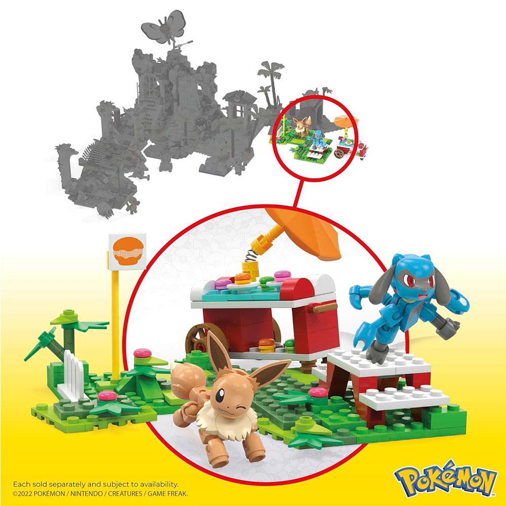 Mega Pokemon Poke Puff Picnic Eevee And Riolu Action Figure Building Toys 193 Pieces - Multicolour