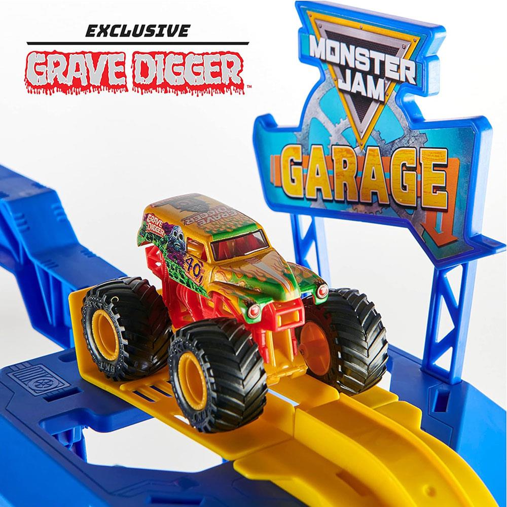 Monster Jam 1:64 Garage Playset And Storage With Exclusive Grave Digger Monster Truck - Multicolour