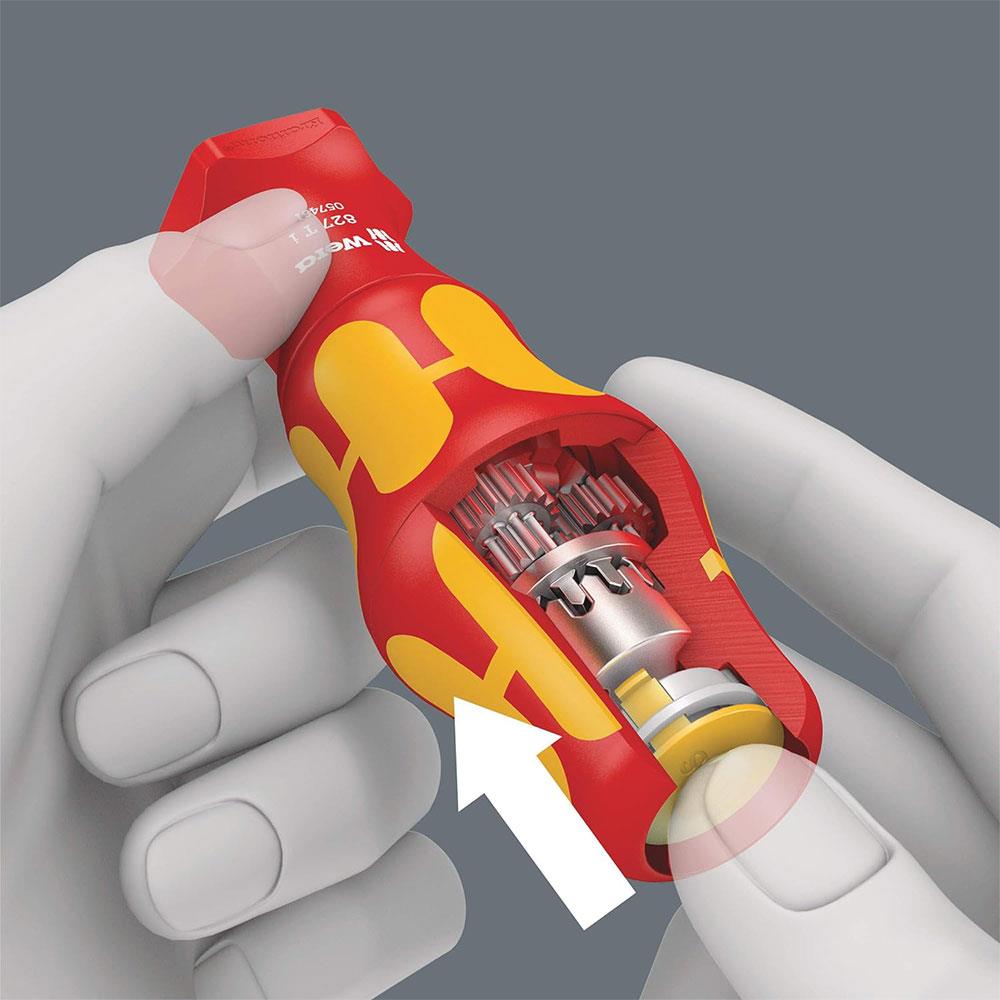 Wera 827 T i Kraftform Turbo VDE Bit-Holding Handle Hand Holder Hex 9 x 125 mm - Red