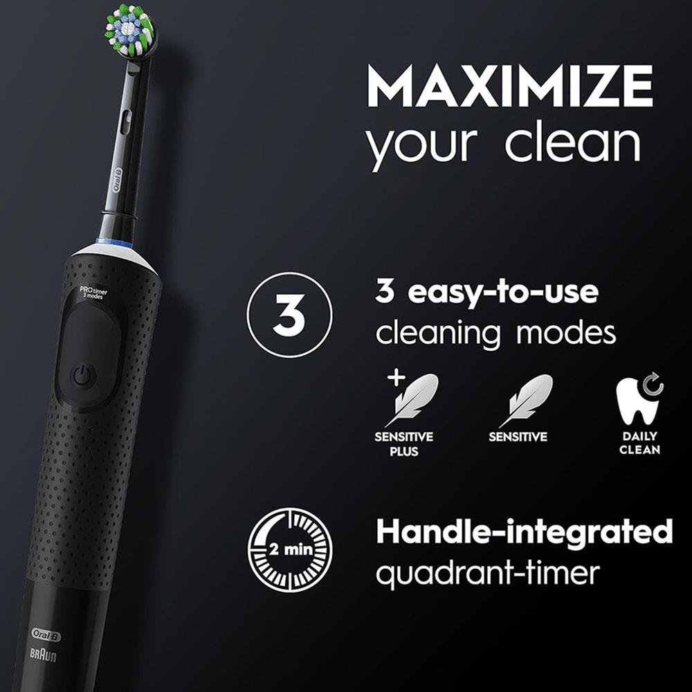 Oral-B Vitality PRO Electric Toothbrush With 2 Tooth Brush Heads 3 Brushing Modes - Black