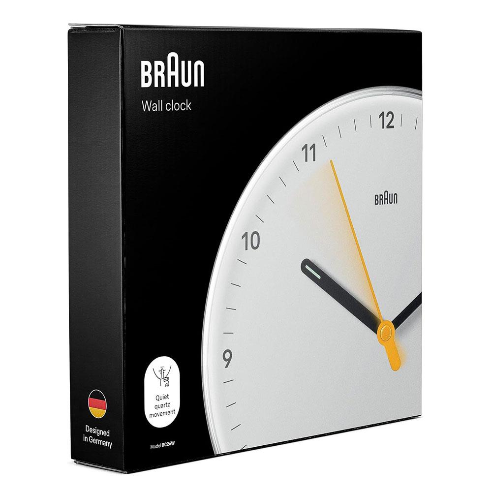 Braun Classic Analogue Wall Clock With Silent Sweep Movement - White