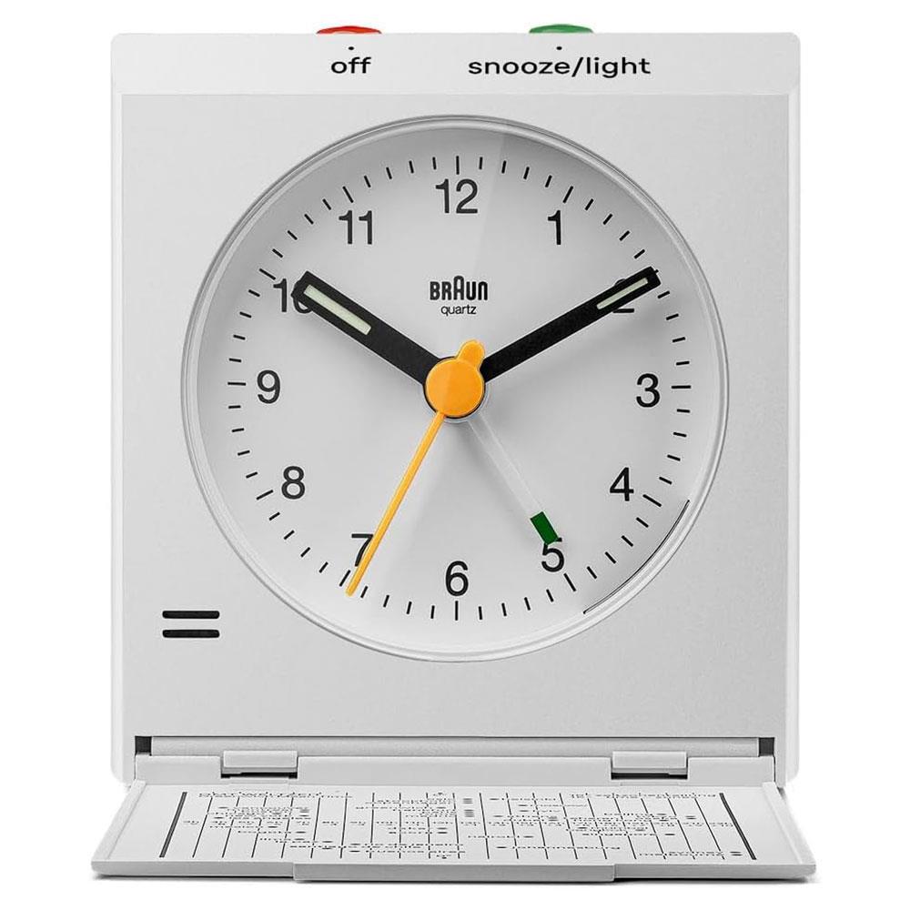 Braun Vitange Travel Analogue Alarm Clock With Snooze And Light - White Main image