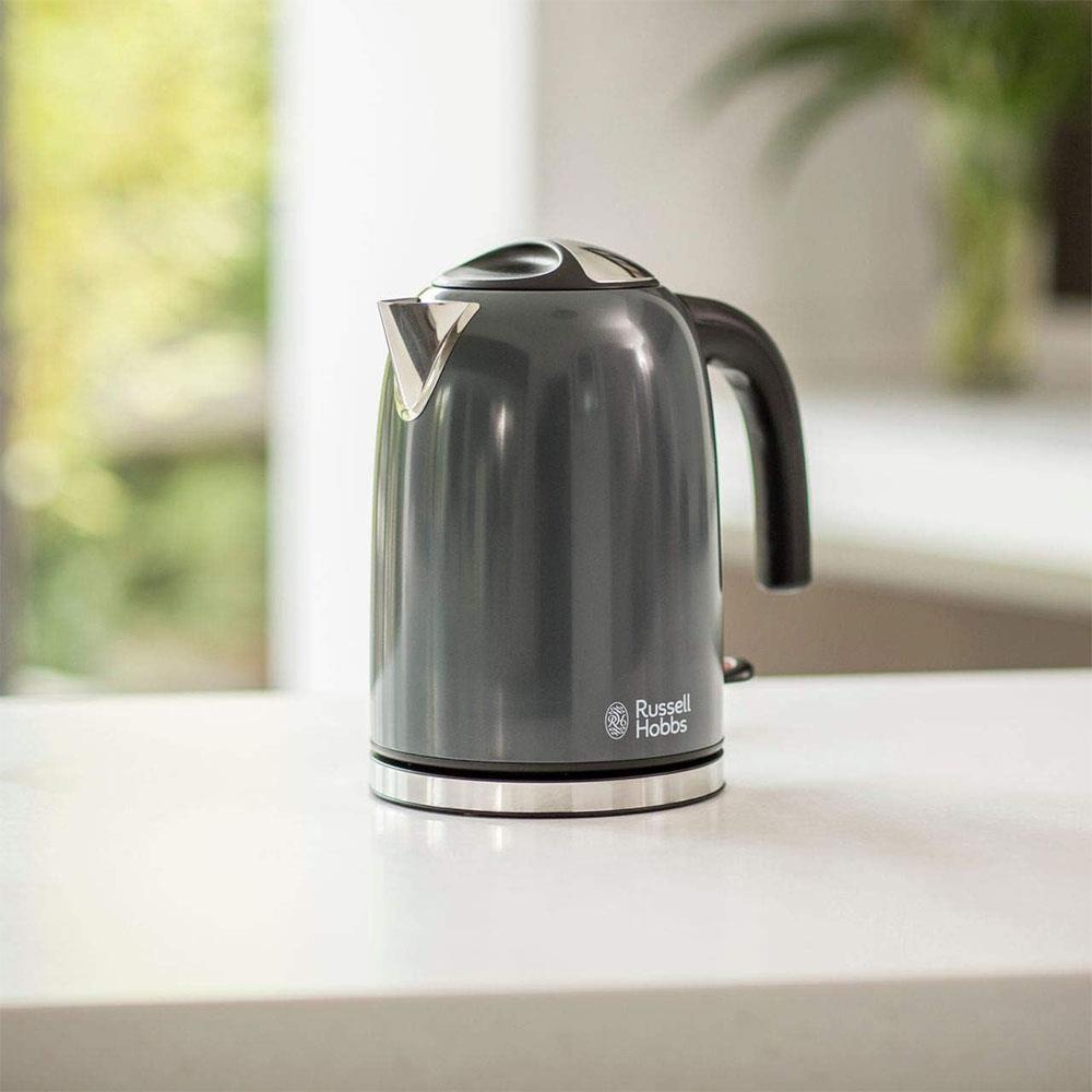 Russell Hobbs Colours Plus Electric Jug Kettle Stainless Steel 3000W 1.7 Litres - Grey