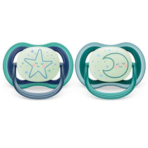 Philips Avent Pacifier Ultra Air Soother Breathable Glow-in-The-Dark 6-18M 2 Pack - Assorted Colours
