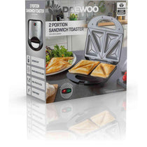 Daewoo 2 Portion Deep Fill 4 Slice Sandwich Toaster With Non-Stick Ceramic Plates 750W - Black/Silver