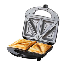 Daewoo 2 Portion Deep Fill 4 Slice Sandwich Toaster With Non-Stick Ceramic Plates 750W - Black/Silver