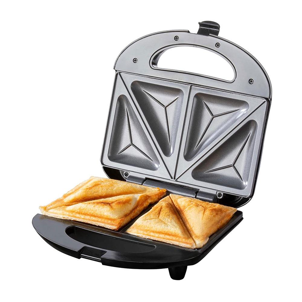 Daewoo 2 Portion Deep Fill 4 Slice Sandwich Toaster With Non-Stick Ceramic Plates 750W - Black/Silver