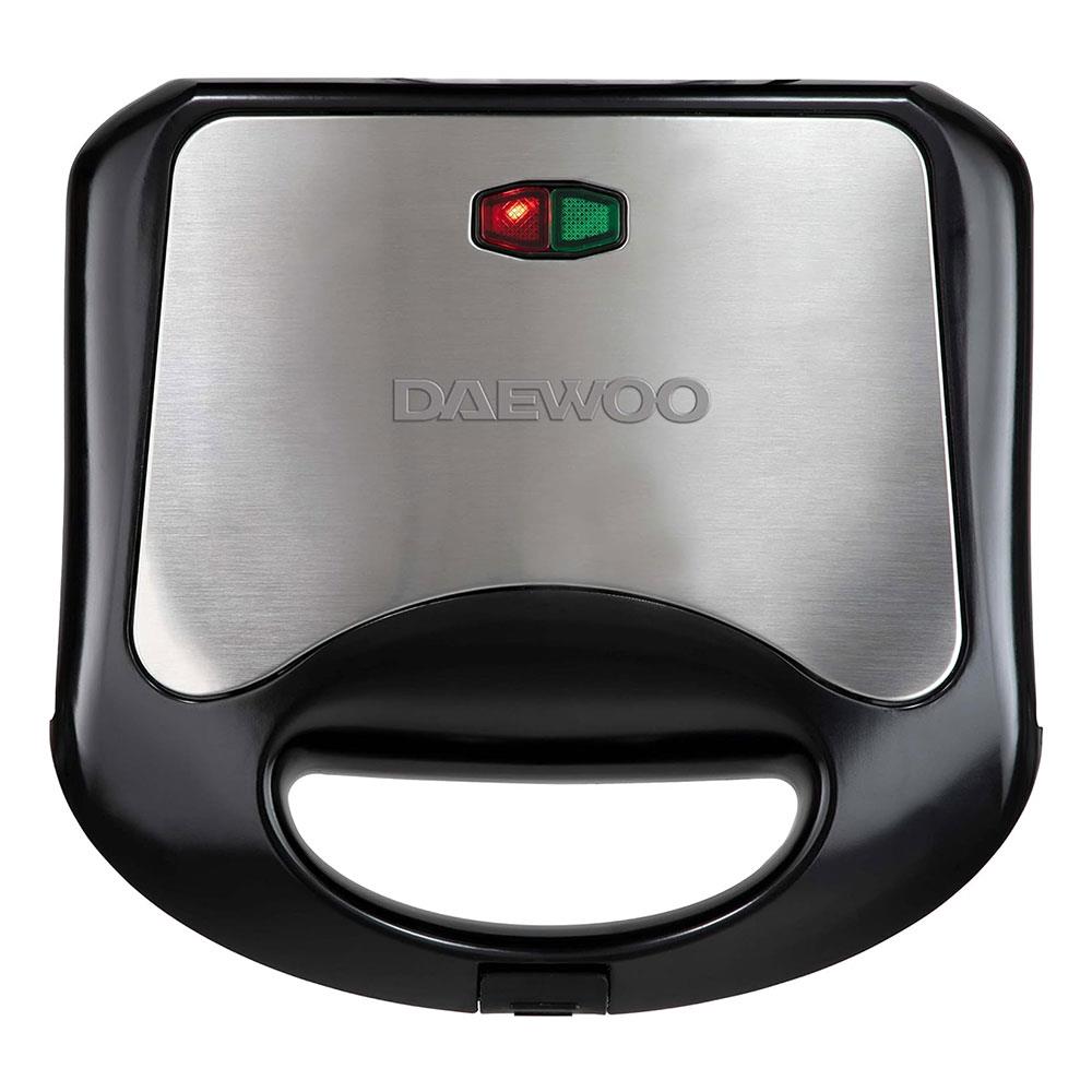 Daewoo 2 Portion Deep Fill 4 Slice Sandwich Toaster With Non-Stick Ceramic Plates 750W - Black/Silver