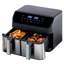 Daewoo Digital Double Drawer Air Fryer Family Sized XL 4.5 Litre Draws 1400W 9 Litres - Black/Silver