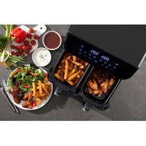 Daewoo Digital Double Drawer Air Fryer Family Sized XL 4.5 Litre Draws 1400W 9 Litres - Black/Silver