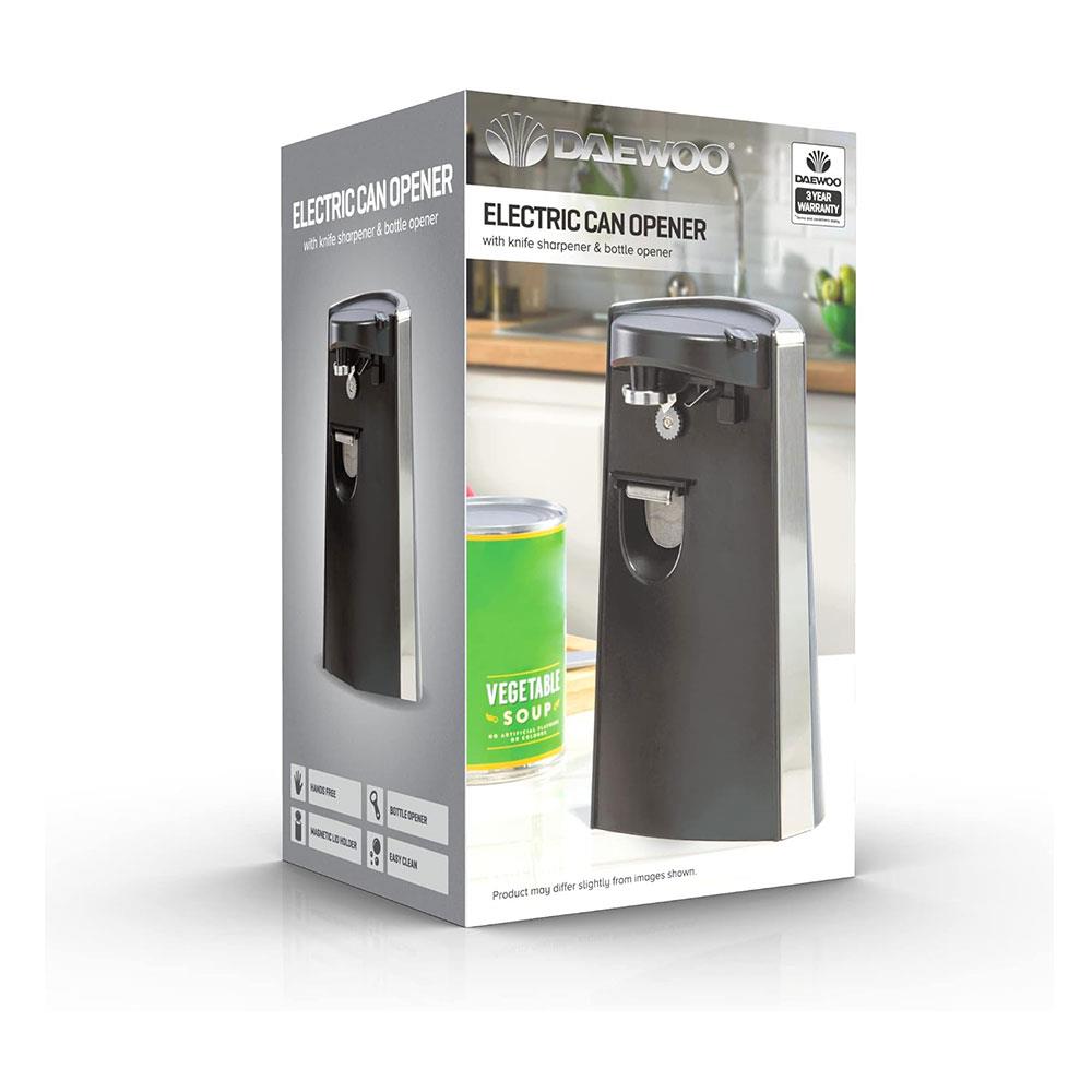 Daewoo Electric Can Opener And Knife Sharpener Bottle Opener 60W - Black/Silver