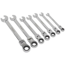 Sealey Flexible Head Ratchet Combination Spanner Set - 7 Piece