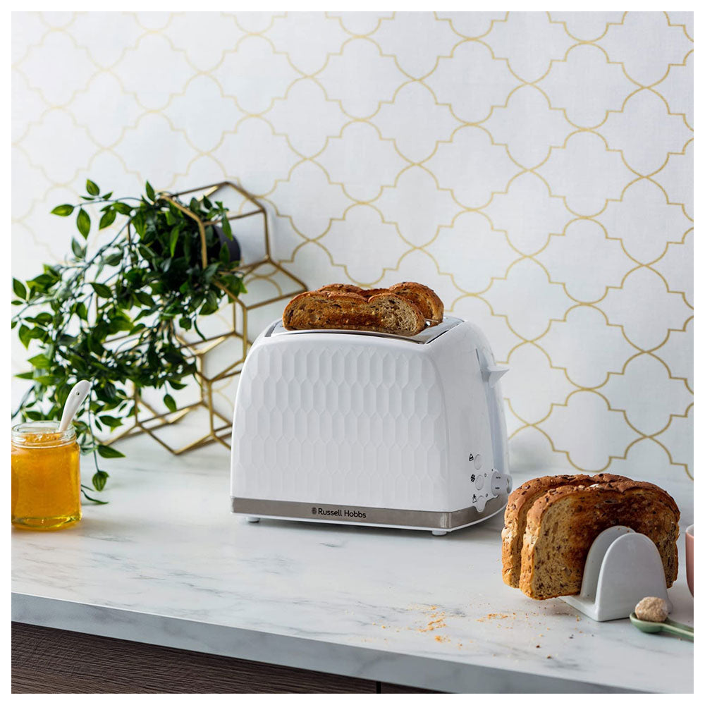 Russell Hobbs Contemporary Honeycomb 2 Slice Toaster 850 W - White