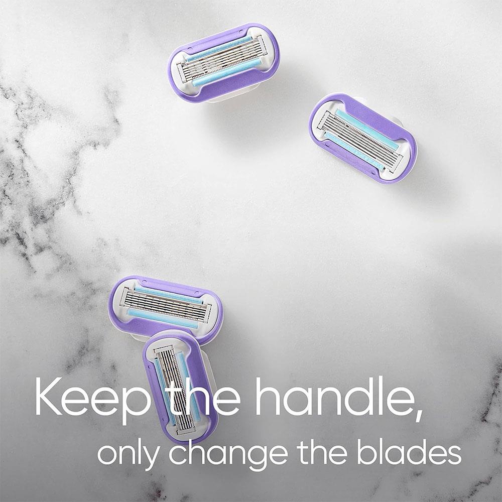 Gillette Venus Deluxe Smooth Swirl Razor Blades Refills Lubrastrip With A Touch of Vitamin E - Pack of 6