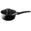 MasterChef Essential Non-Stick Stainless Steel Sauce Pan With Tempered Glass Lid 18cm - Black