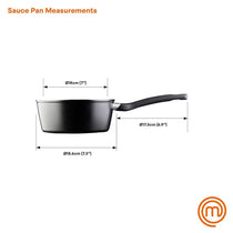 MasterChef Essential Non-Stick Stainless Steel Sauce Pan With Tempered Glass Lid 18cm - Black