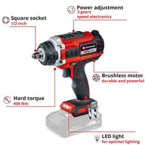 Einhell Power X-Change IMPAXXO 18/400 Cordless Impact Wrench Body Only - Red/Black