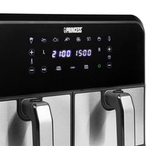 Princess Double Basket Air Fryer With 8 Pre-Programme Settings 1600W 8 Litres Capacity - Black/Silver