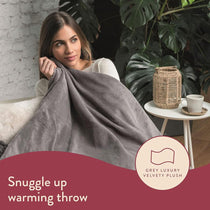 Dreamland Relaxwell Luxury Snuggle Up Warming Heated Throw Blanket 120X160cm - Grey