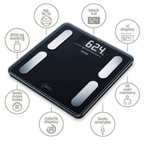 Beurer SignatureLine Diagnostic Bathroom Scale With Full Body Analysis Up To 200kg - Black