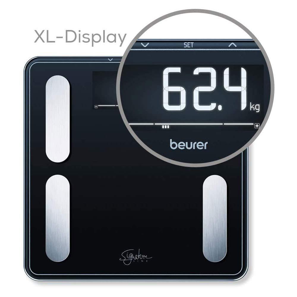 Beurer SignatureLine Diagnostic Bathroom Scale With Full Body Analysis Up To 200kg - Black