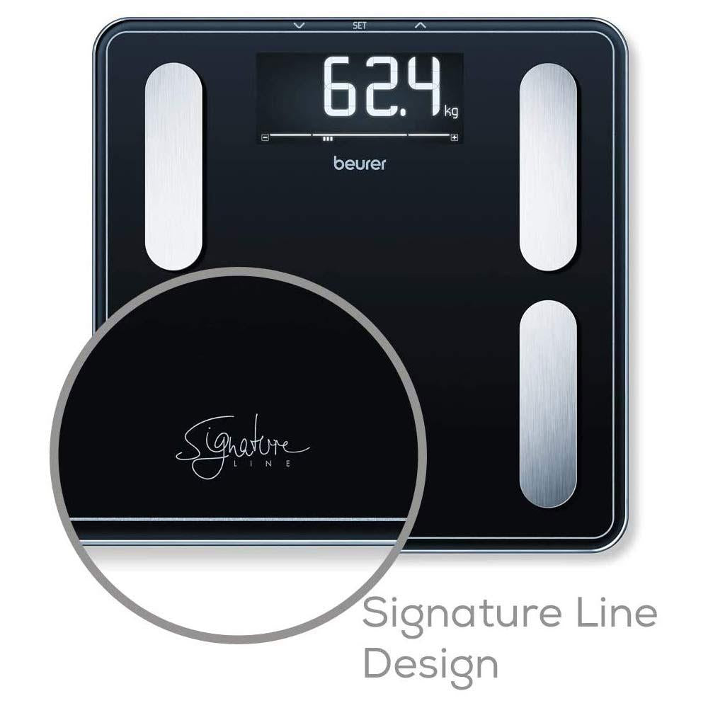 Beurer SignatureLine Diagnostic Bathroom Scale With Full Body Analysis Up To 200kg - Black
