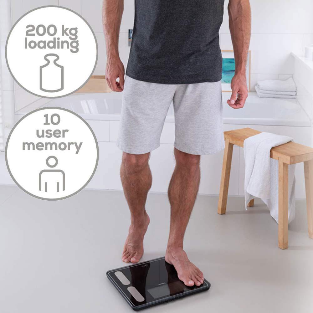 Beurer SignatureLine Diagnostic Bathroom Scale With Full Body Analysis Up To 200kg - Black