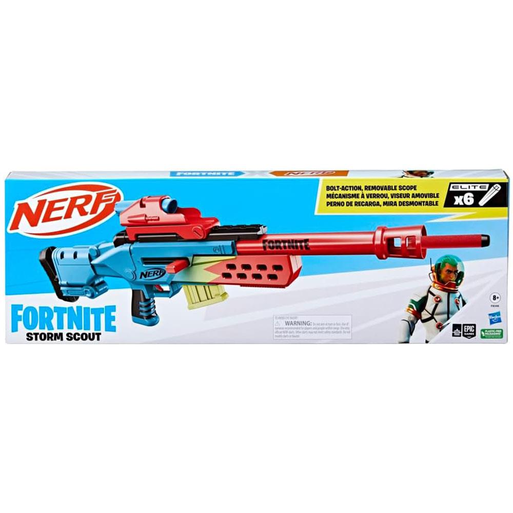 Nerf Fortnite Storm Scout Blaster Bolt Action Removable Scope 6 Dart Clip 6 Elite Darts - Multicolour