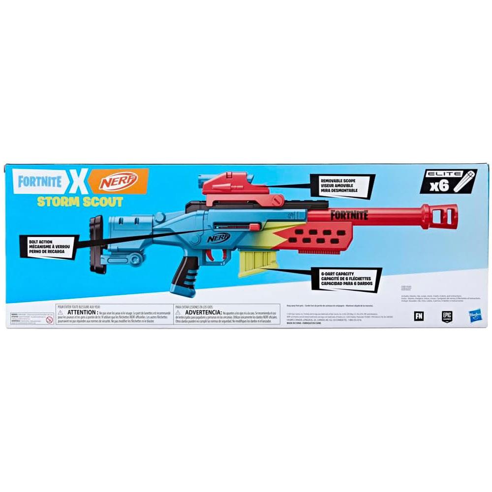 Nerf Fortnite Storm Scout Blaster Bolt Action Removable Scope 6 Dart Clip 6 Elite Darts - Multicolour