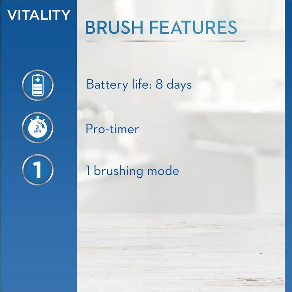 Oral-B Pro Vitality Cross Action Electric Toothbrush 2D Cleaning 1 Handle 2 Brush Heads - Blue