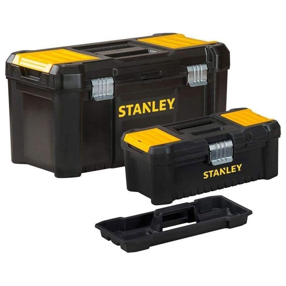 Stanley Essential Tool Box With Metal Latches 32cm (12.1/2in) And 48cm (19in) 2 Pack - Yellow/Black Main image