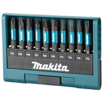 Makita Impact Black Screwdriver Bit Set Pozi 50mm With Magnetic Bit Holder - 10 Piece