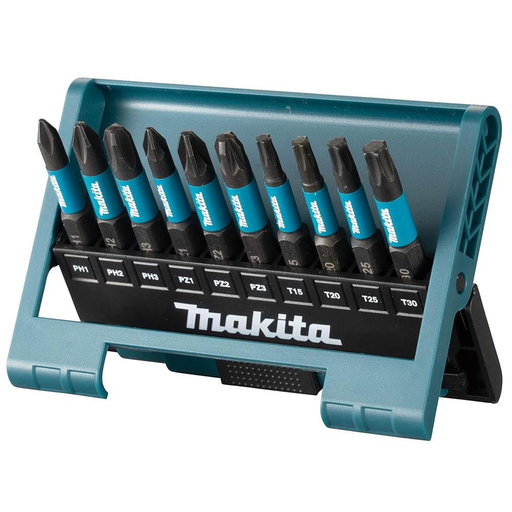 Makita Impact Black Screwdriver Bit Set Pozi 50mm With Magnetic Bit Holder - 10 Piece